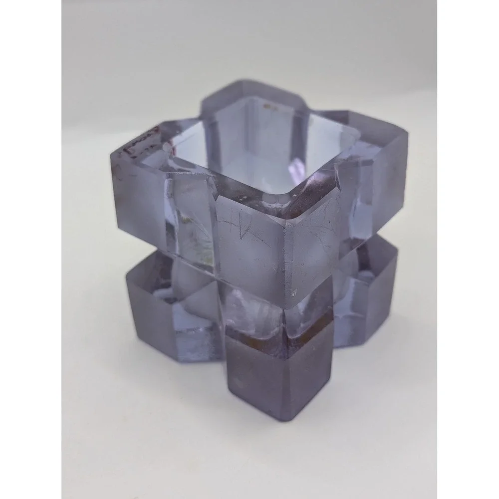Vintage Silvana Ragusa-Modica‎ Italian Art Glass Geometric Vase Lavender Giorgio